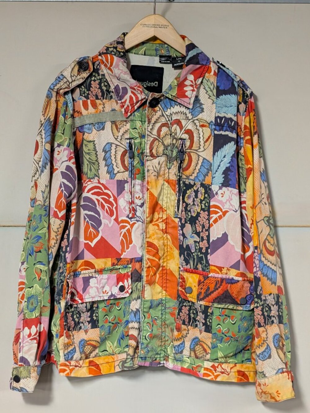 Desigual Patchwork Jacket Size Medium Boho Floral Unique Shacket Artsy